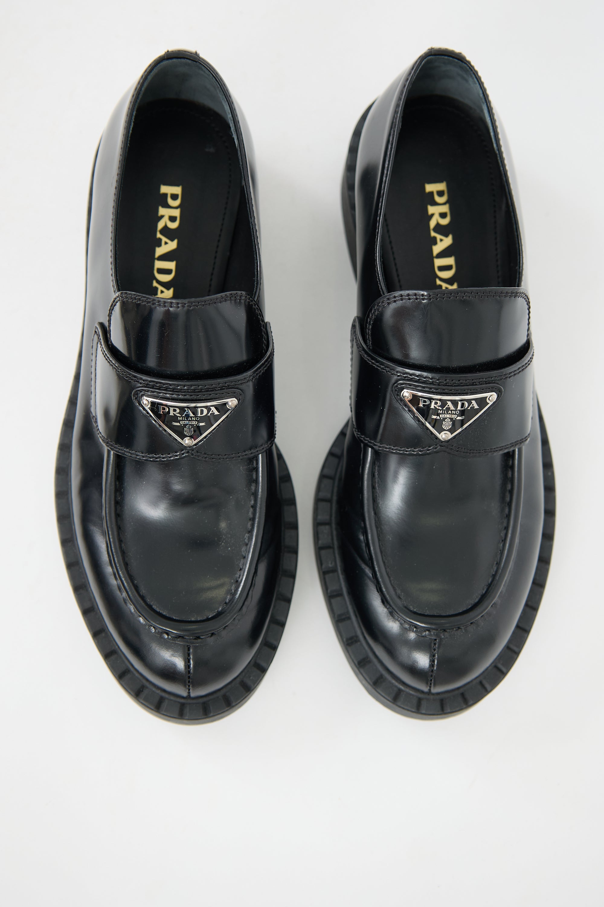 Prada Leather Triangle Logo Loafer