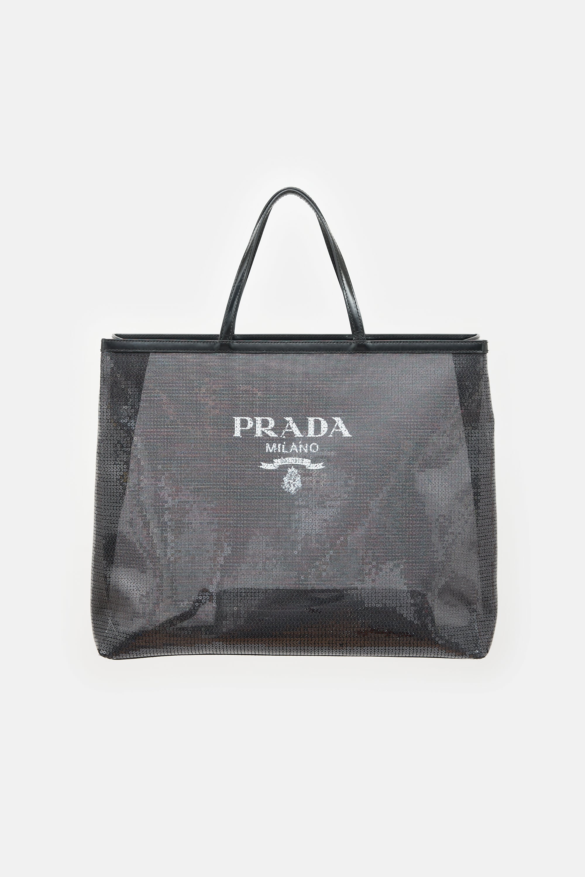 Prada Mesh Sequin Logo Tote Bag