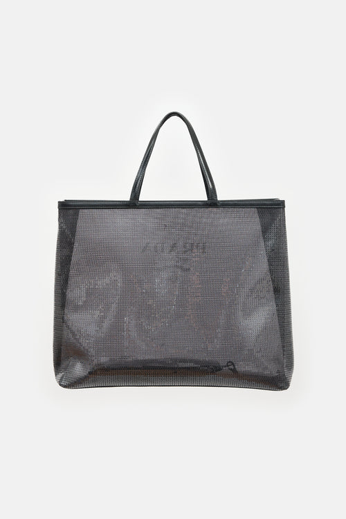 Prada Mesh Sequin Logo Tote Bag