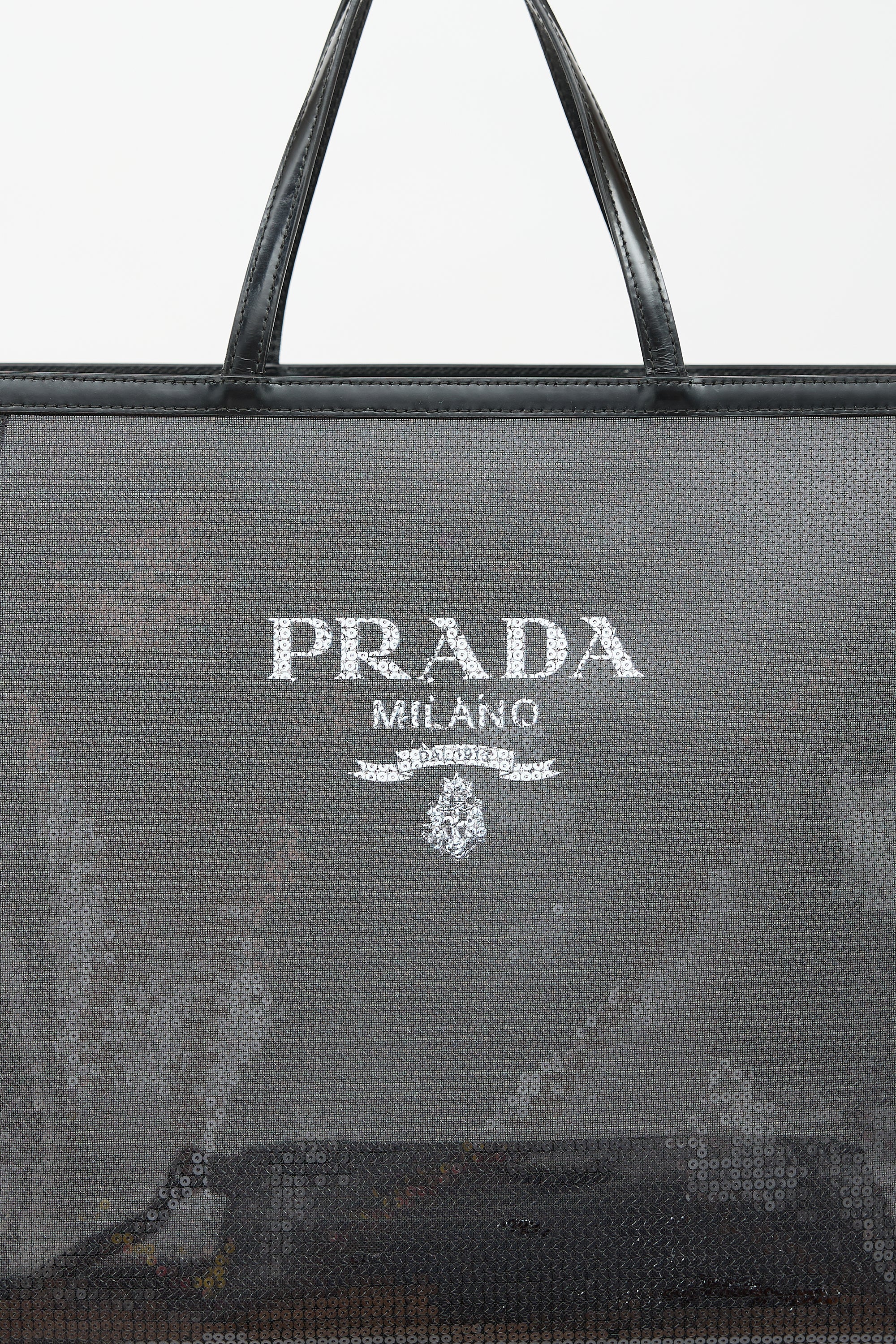 Prada Mesh Sequin Logo Tote Bag