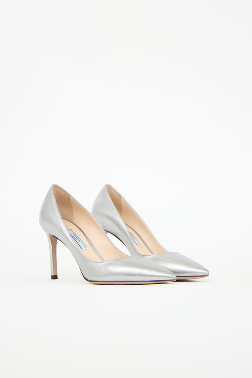 Prada Metallic Leather Pump