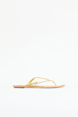 Prada Metallic Patent Sandal