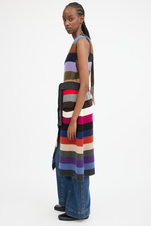 Striped Sleeveless Cardigan