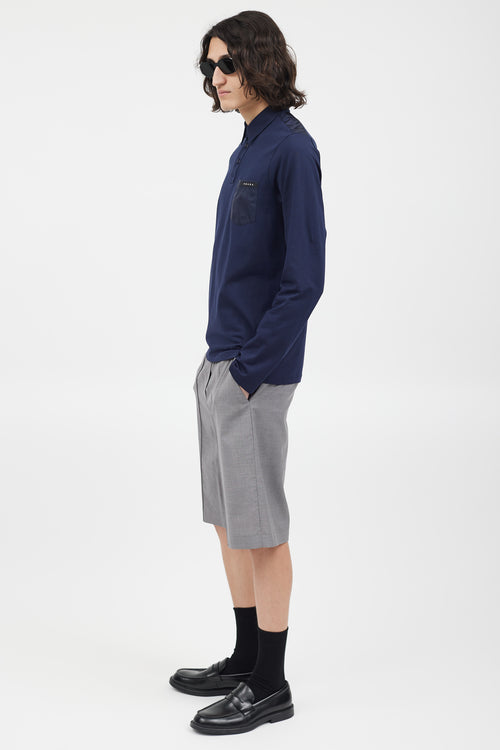 Prada Navy & Black Rubberized Logo Polo