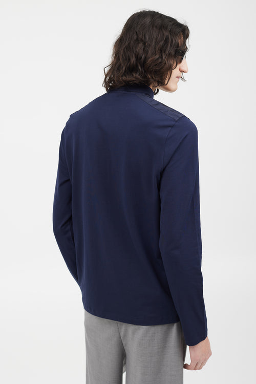 Prada Navy & Black Rubberized Logo Polo