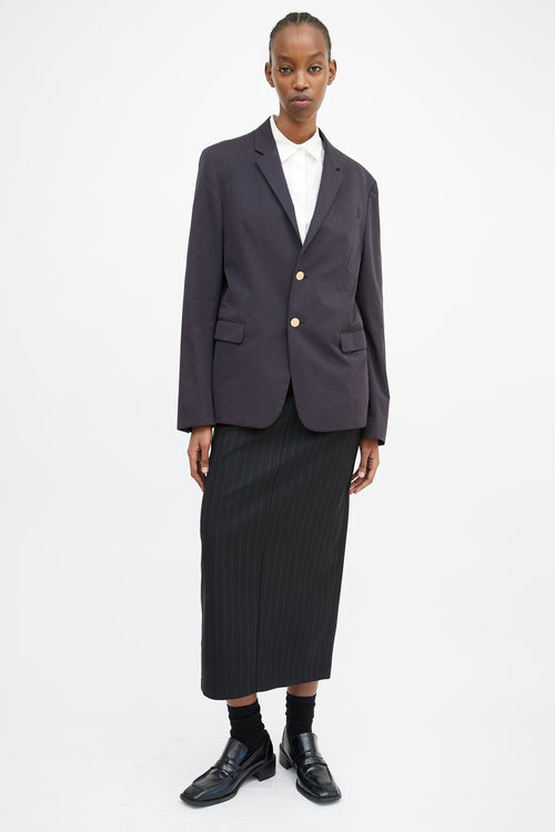 Prada Navy & Gold Buttoned Blazer