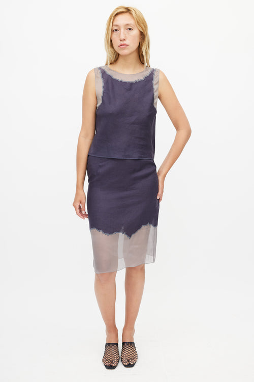 Prada Navy Linen & Silk Co-Ord Set