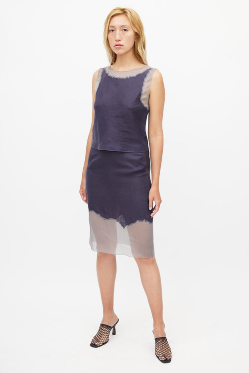 Prada Navy Linen & Silk Co-Ord Set