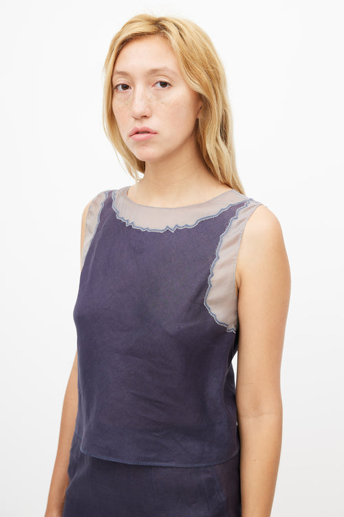 Prada Navy Linen & Silk Co-Ord Set