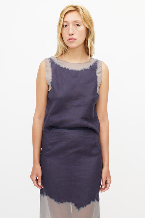 Prada Navy Linen & Silk Co-Ord Set