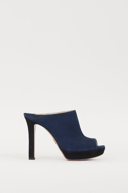 Prada Navy & Black Suede Mule
