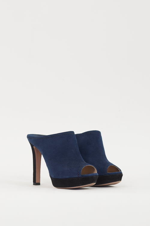 Prada Navy & Black Suede Mule