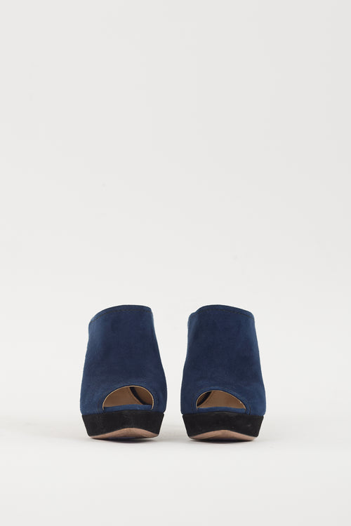 Prada Navy & Black Suede Mule