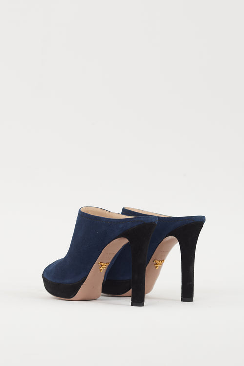 Prada Navy & Black Suede Mule