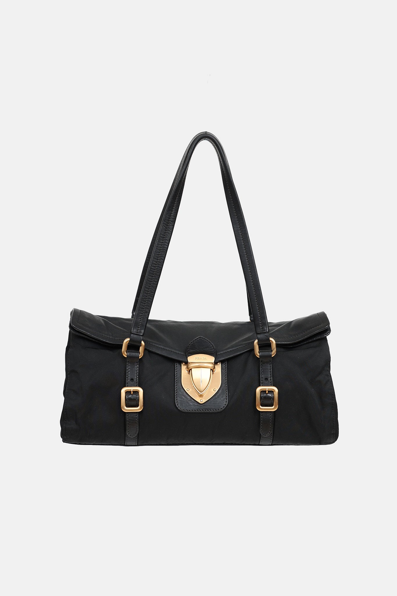 Nylon & Leather Easy Shoulder Bag