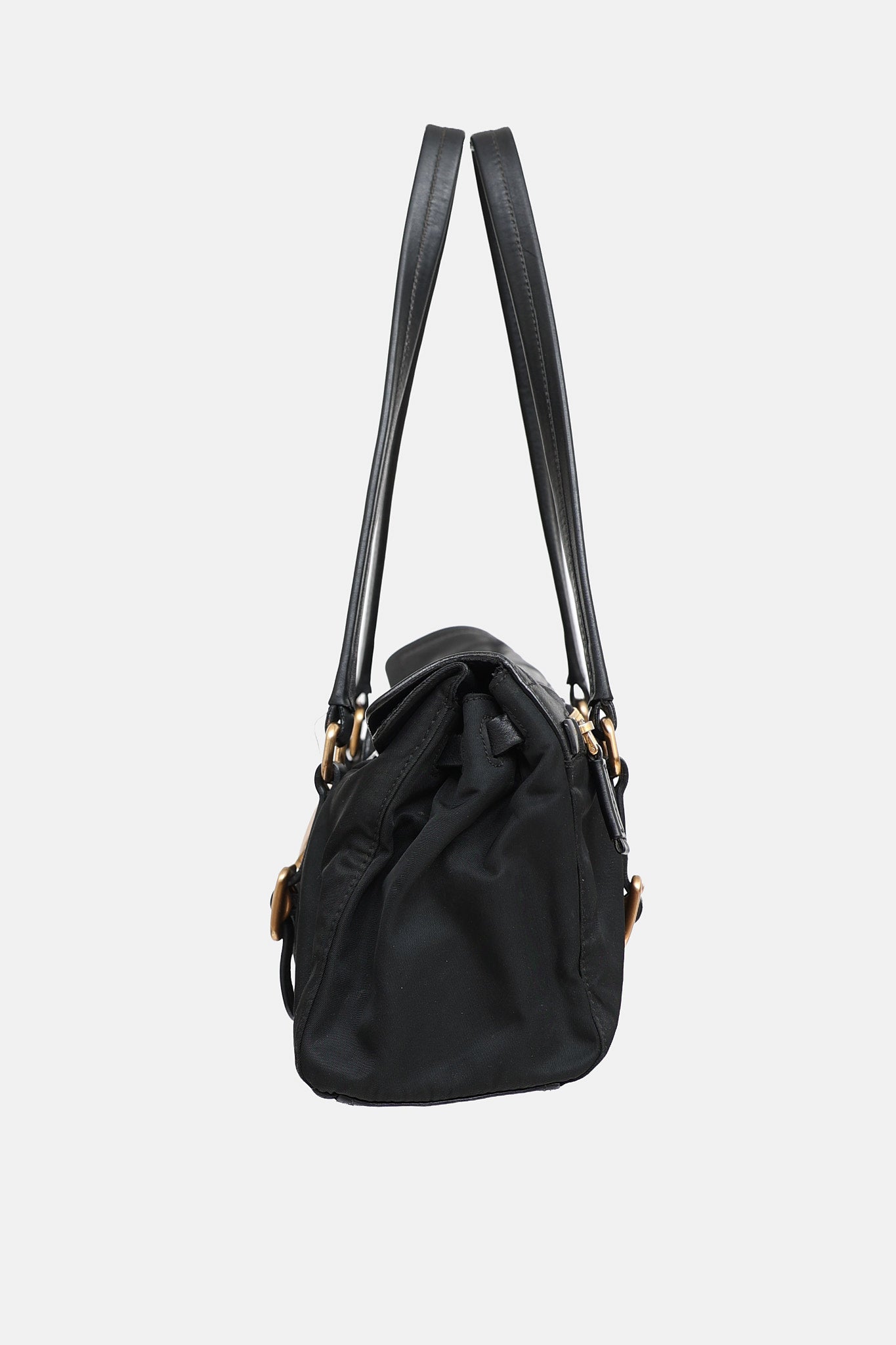 Nylon & Leather Easy Shoulder Bag