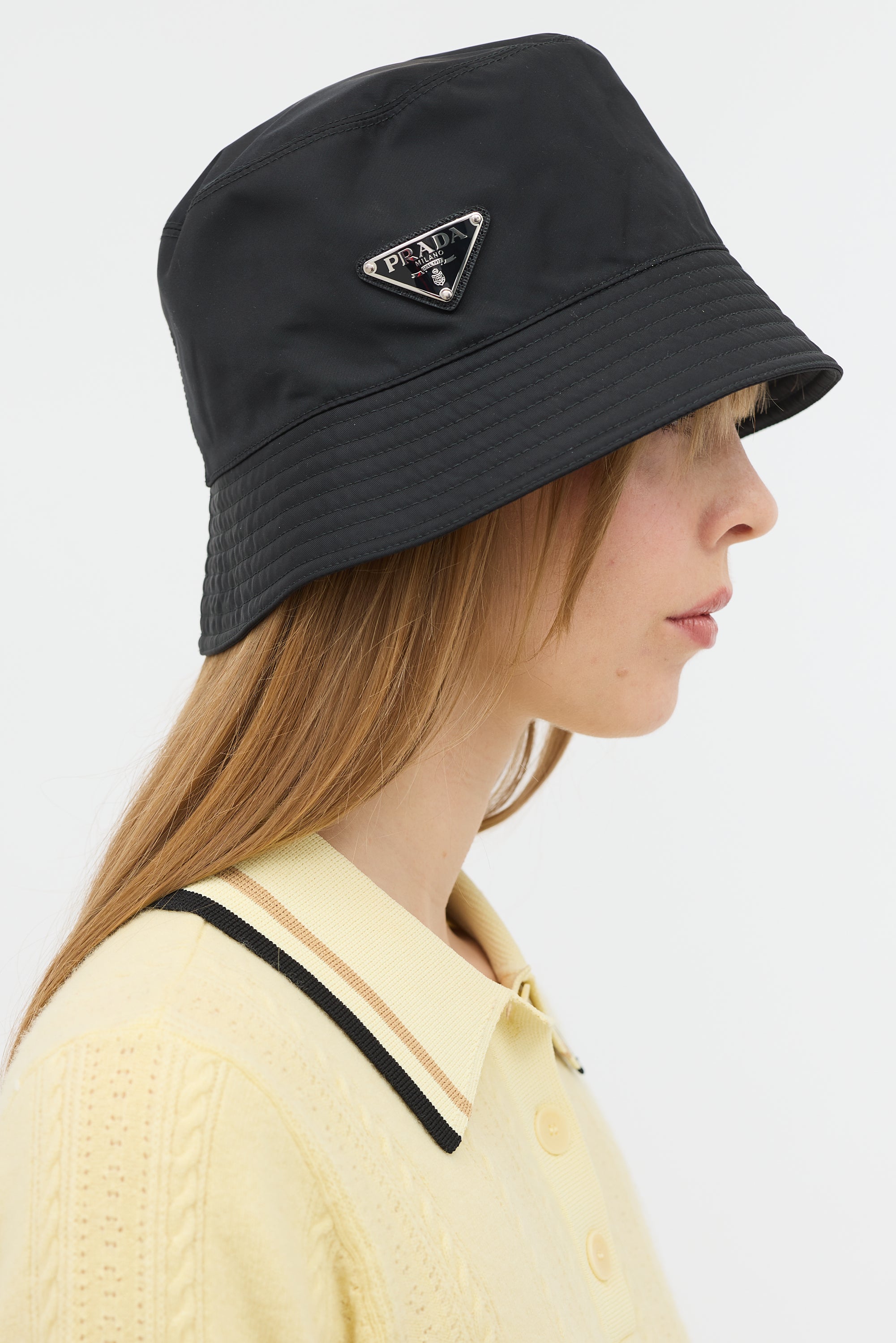Prada Re-Nylon Triangle Logo Bucket Hat