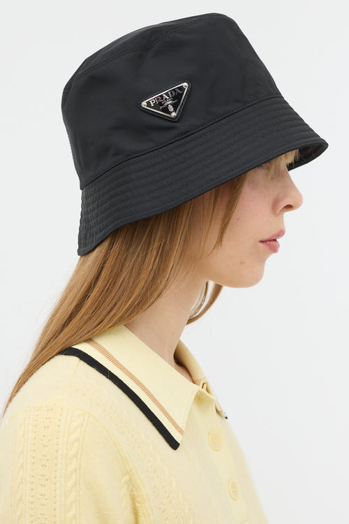 Prada Re-Nylon Triangle Logo Bucket Hat