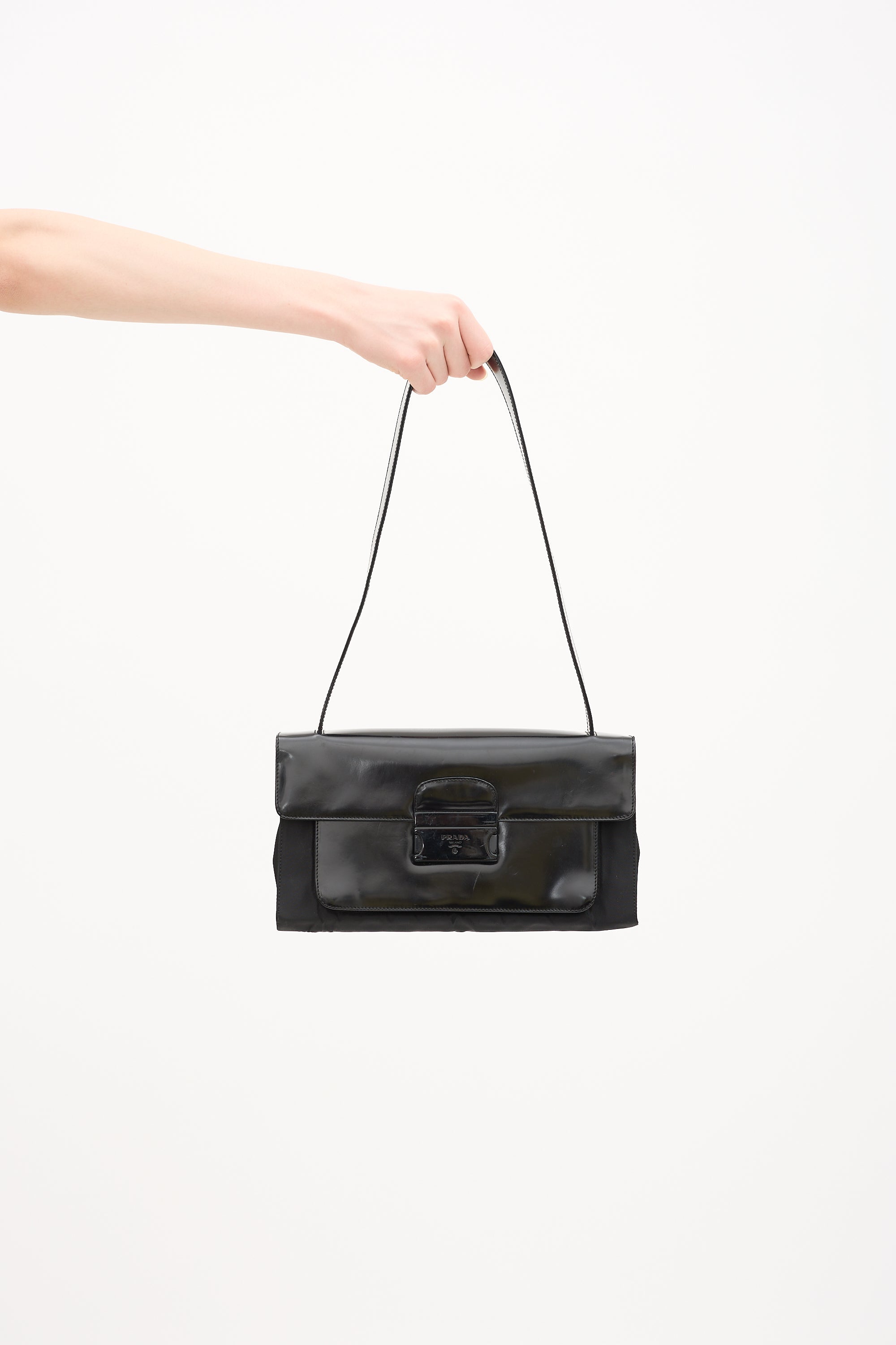 Prada Nylon & Patent Shoulder Bag