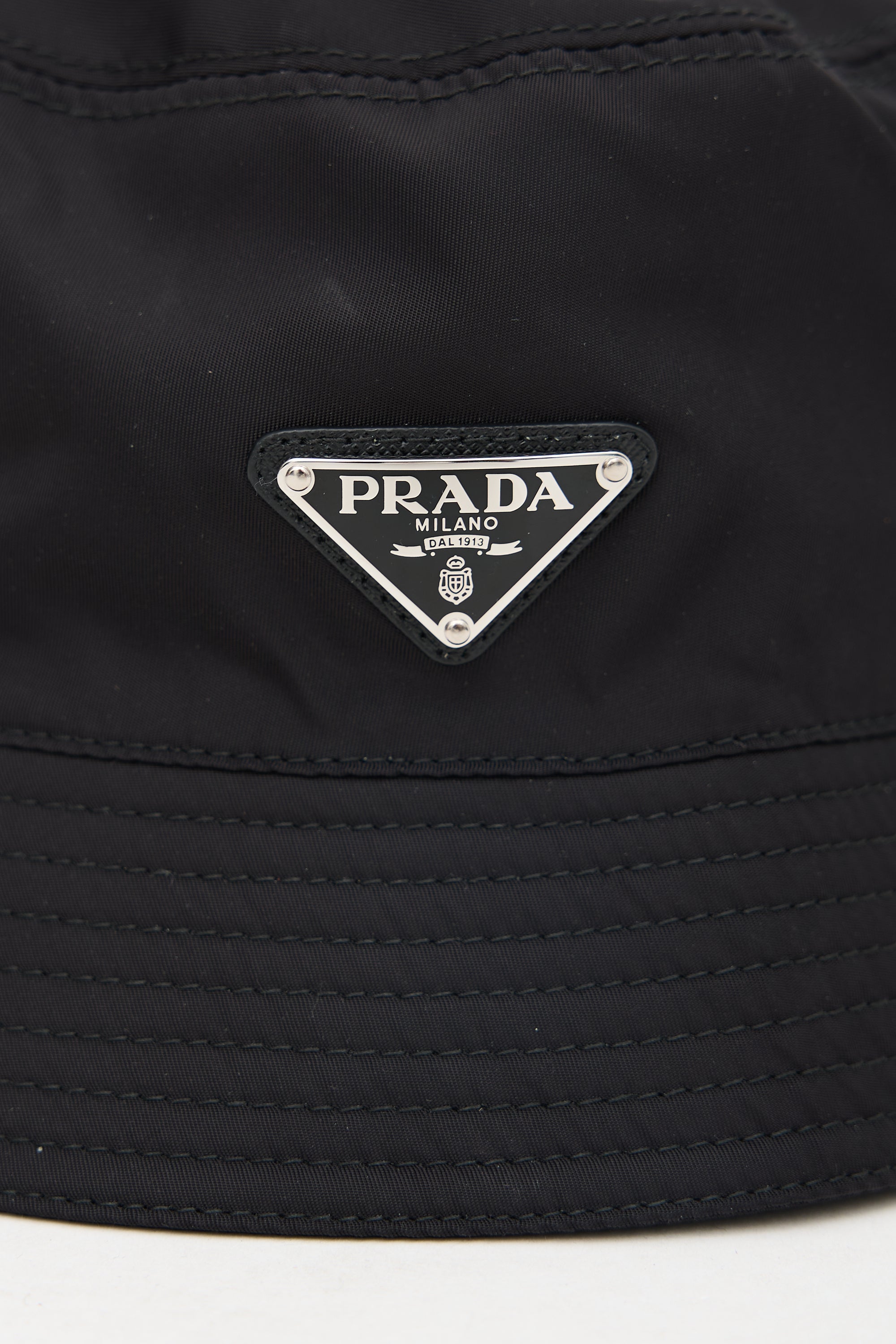Prada Nylon Logo Bucket Hat