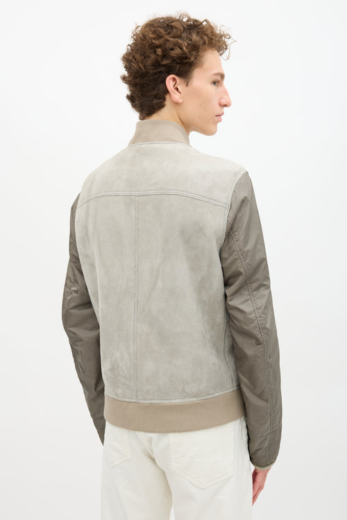 Prada Nylon & Shearling Lined Bomber Jacket