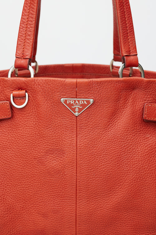 Prada Red & Silver Vitello Daino Life Bag
