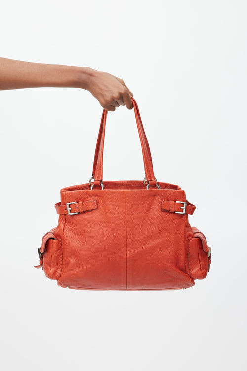 Prada Red & Silver Vitello Daino Life Bag