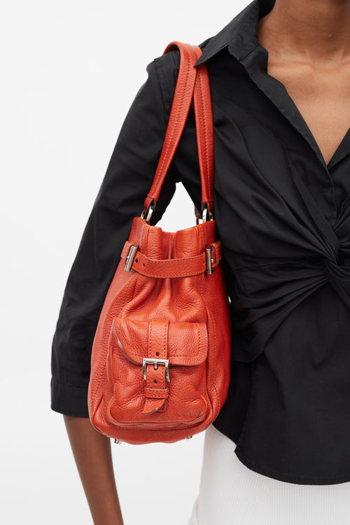 Prada Red & Silver Vitello Daino Life Bag