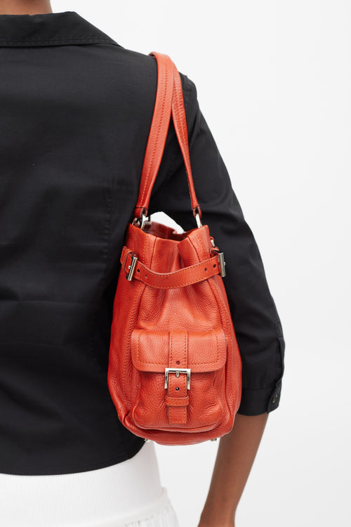 Prada Red & Silver Vitello Daino Life Bag