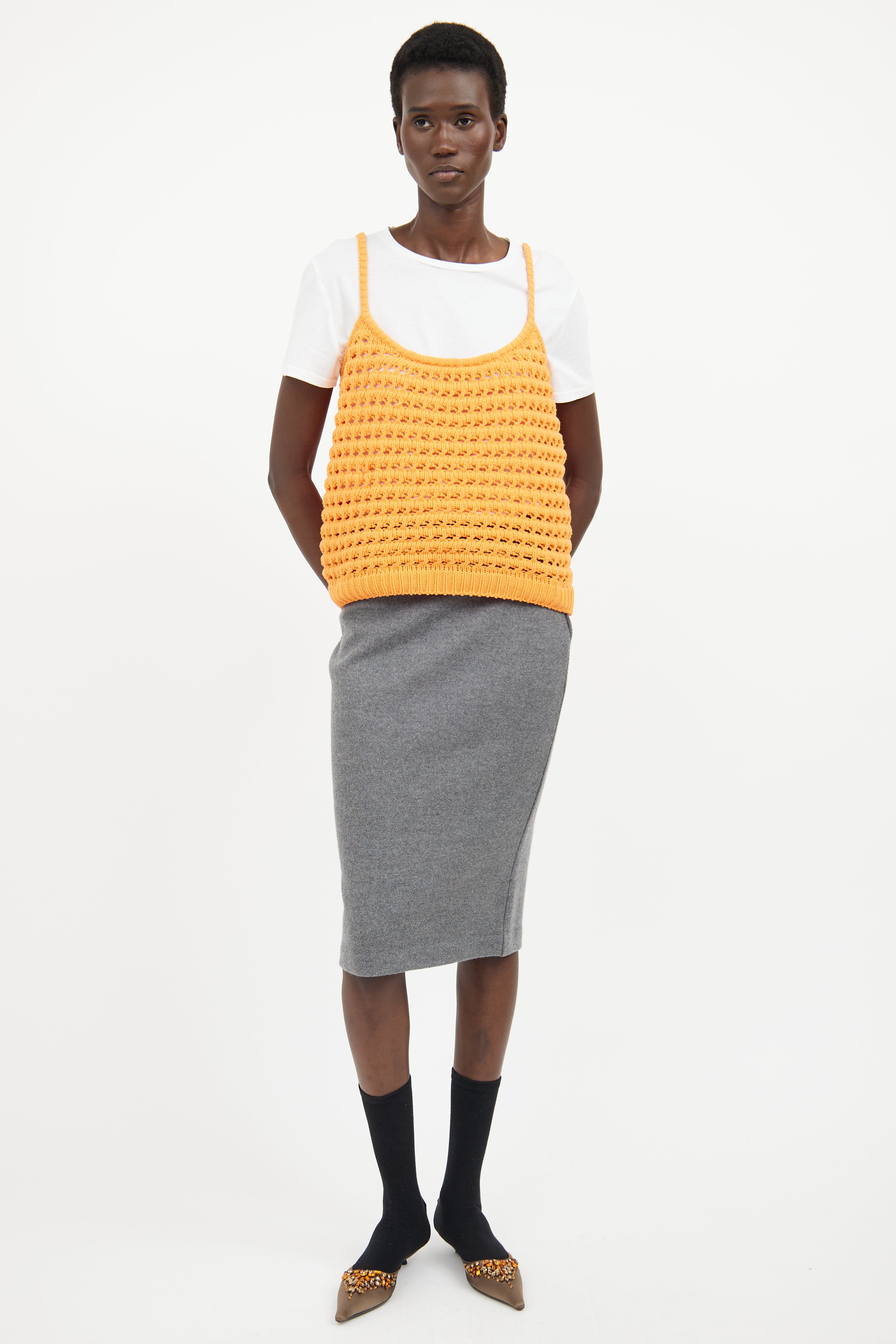 Prada Orange Knit Sleeveless Top