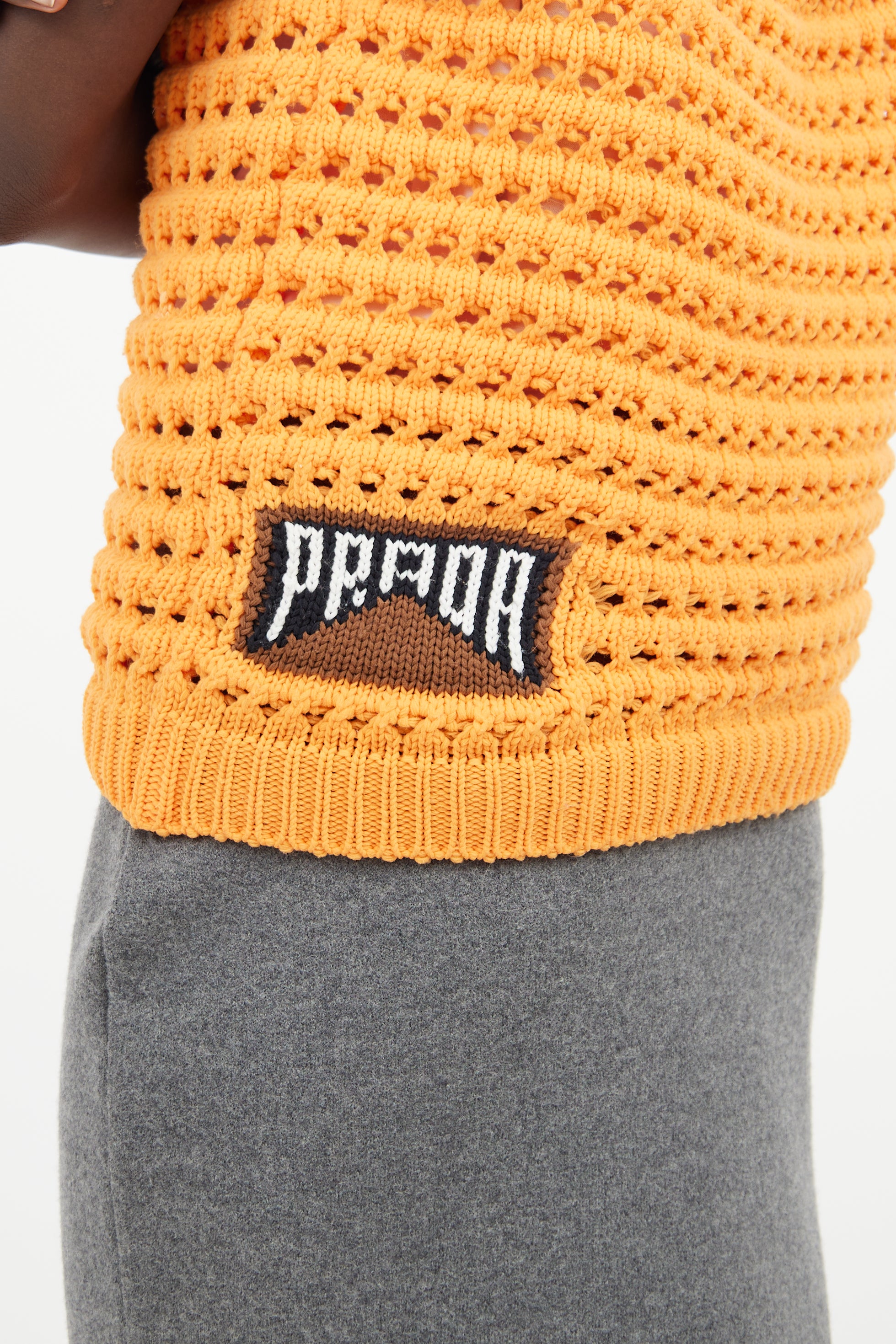 Prada Orange Knit Sleeveless Top