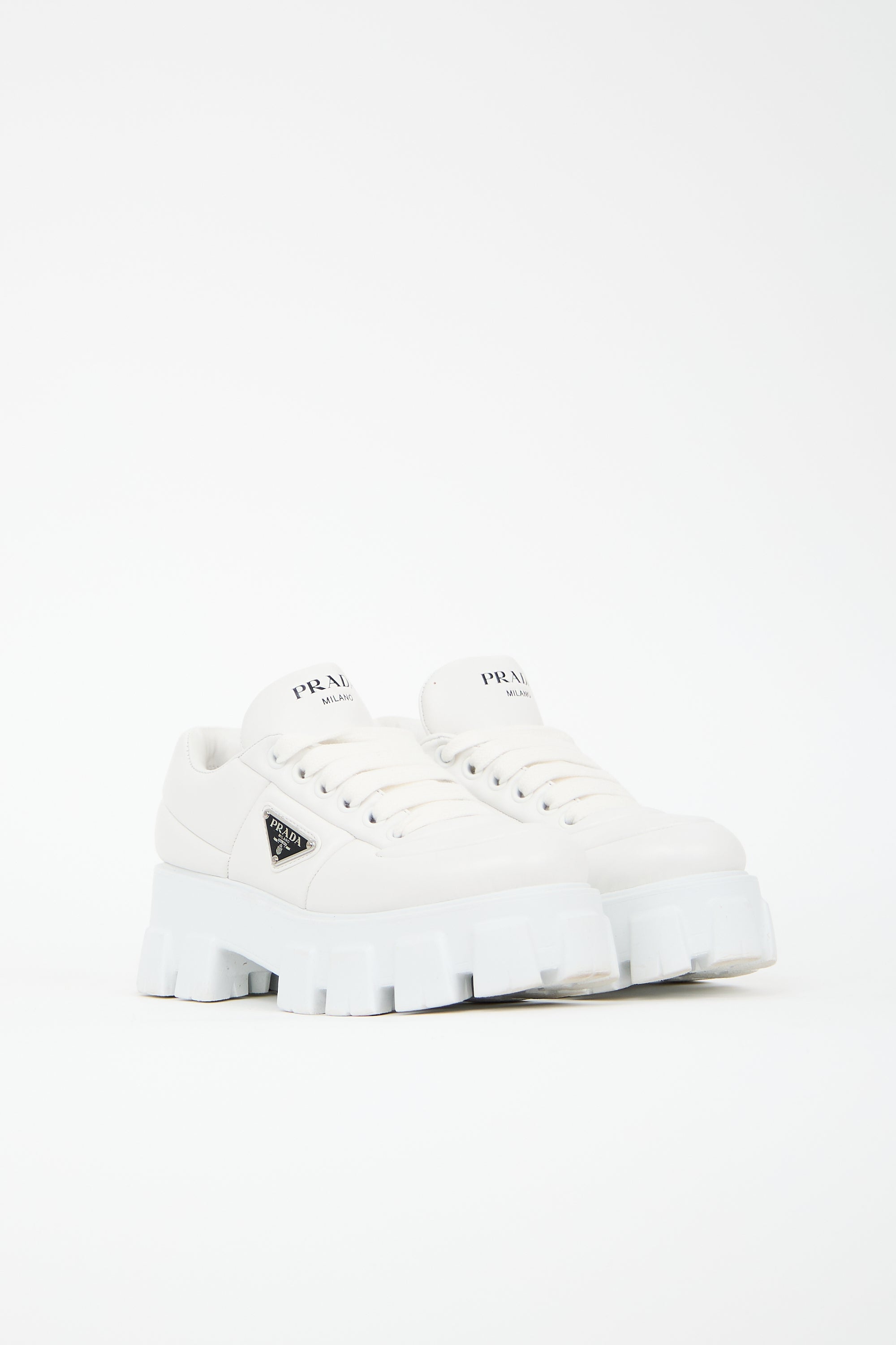 Prada Padded Leather Monolith Sneaker