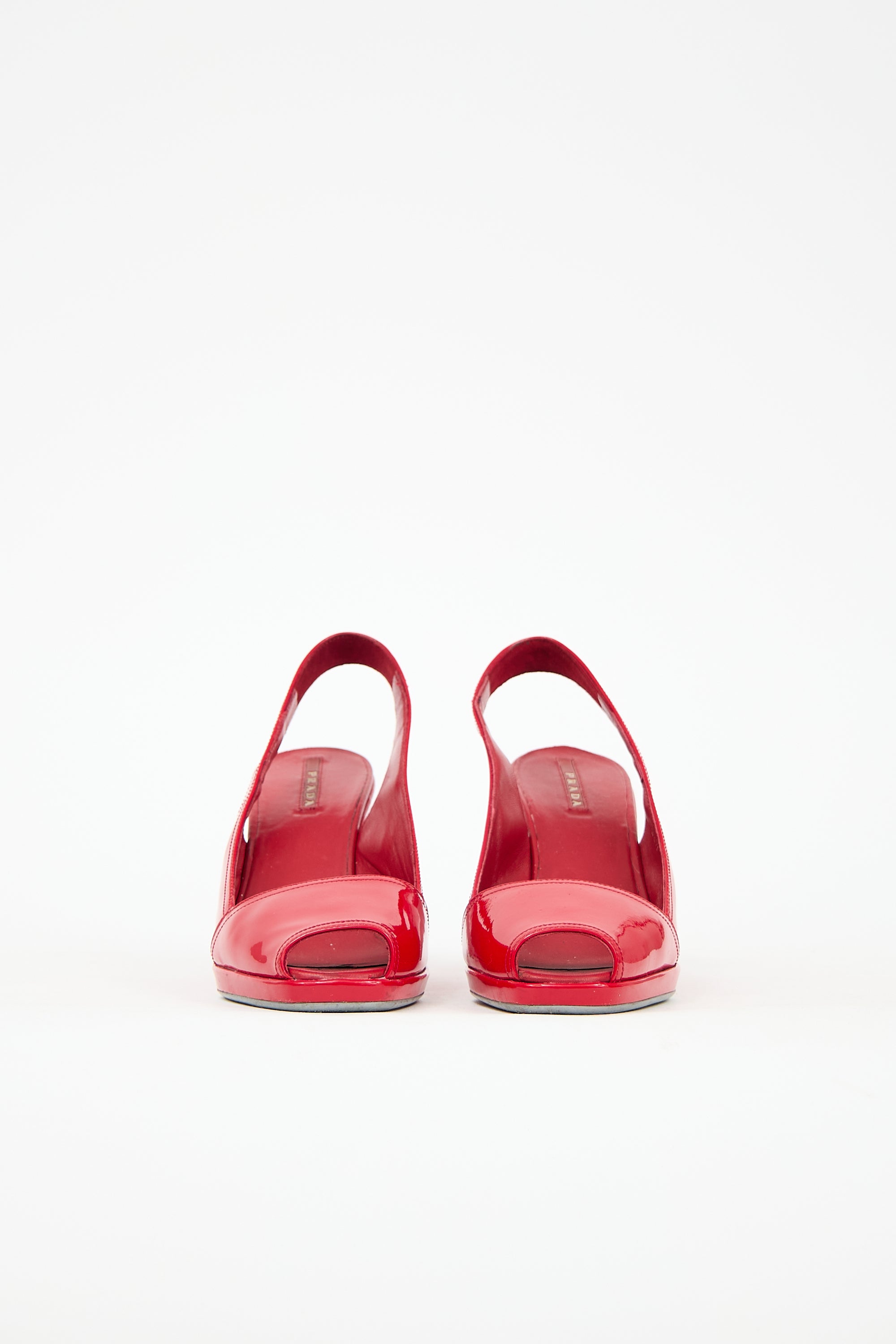 Prada Patent Peep Toe Wedge