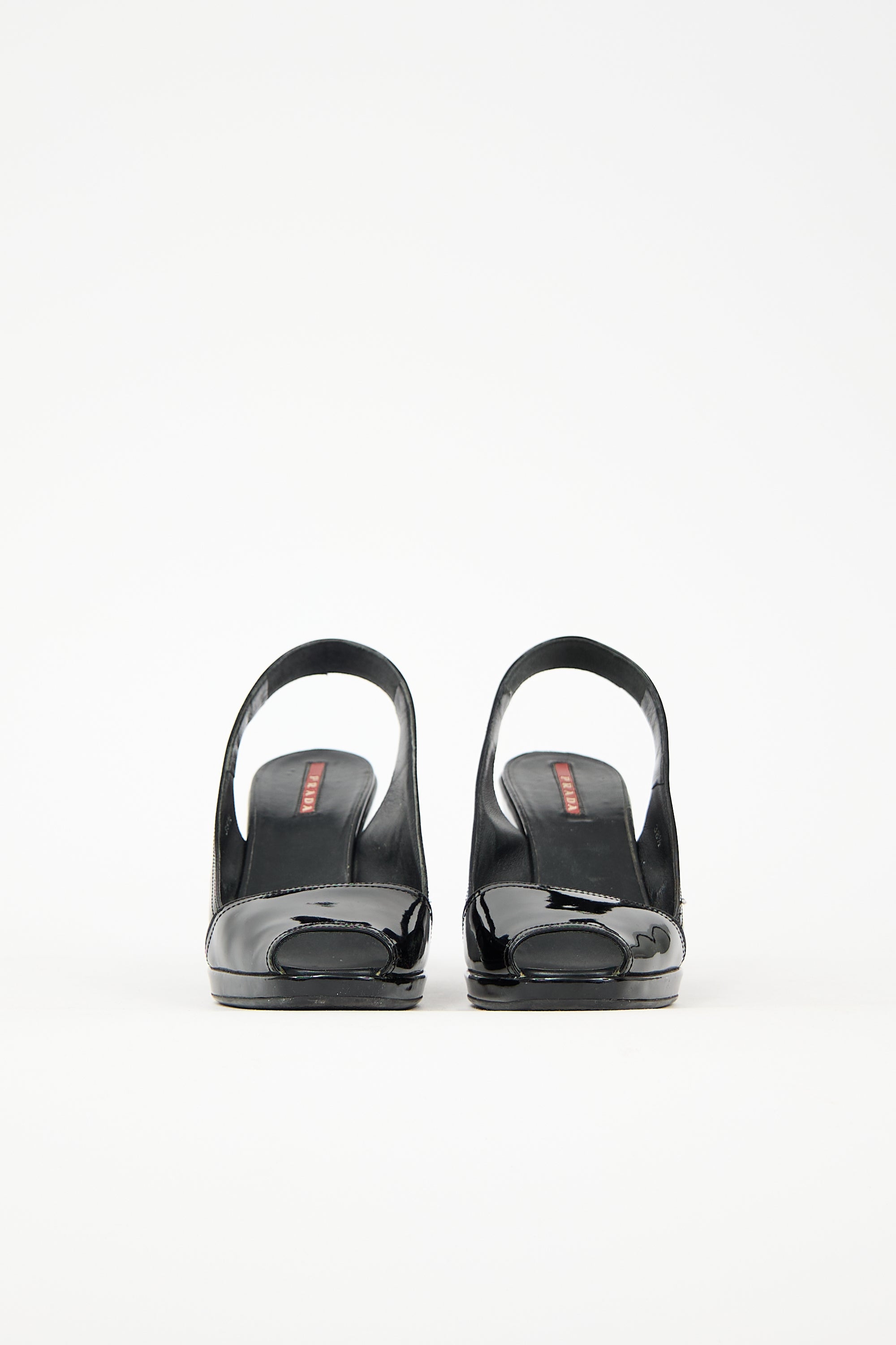 Prada Patent Peep Toe Wedge
