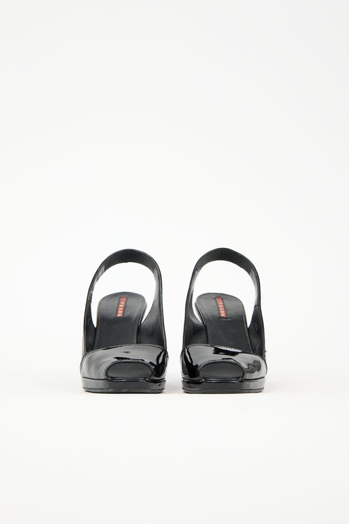 Prada Patent Peep Toe Wedge