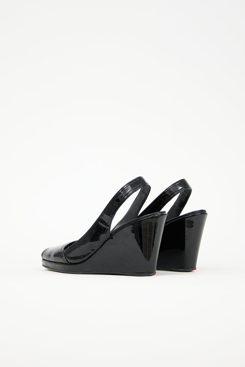 Prada Patent Peep Toe Wedge