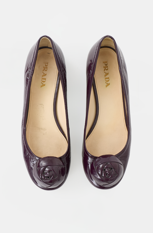 Prada Patent Rosette Flat
