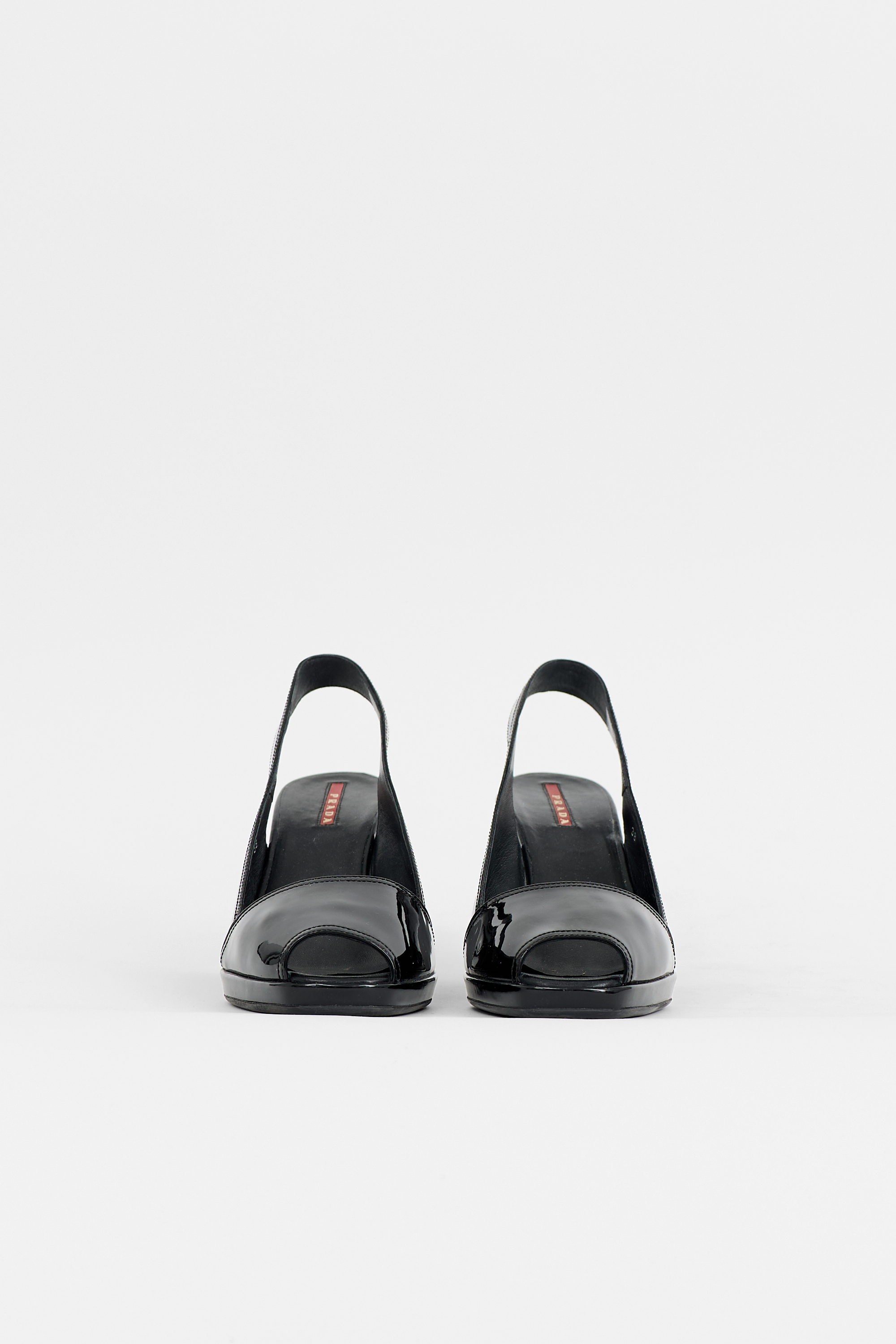 Prada Patent Slingback Wedge Sandal
