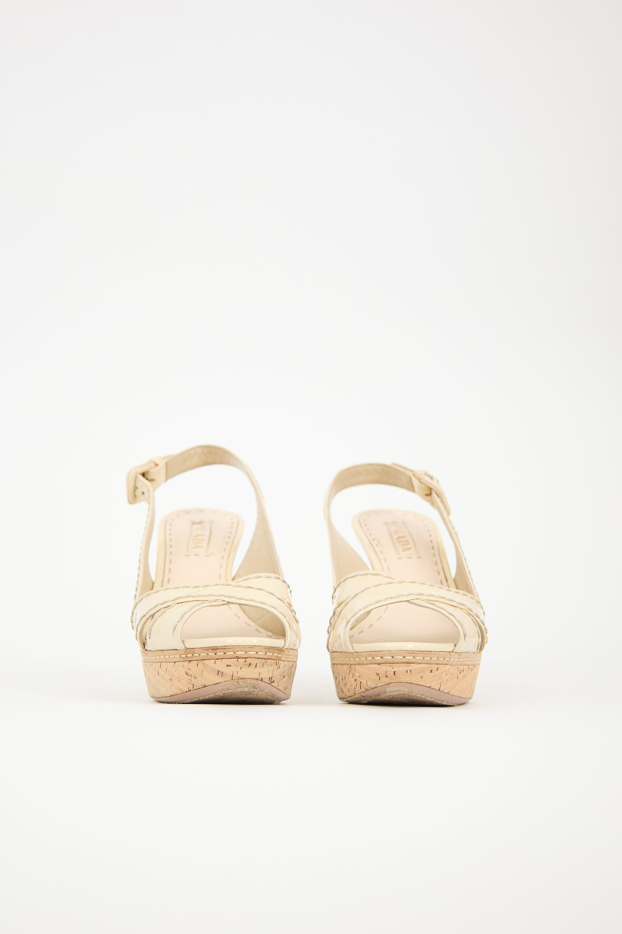 Prada Patent & Cork Slingback Pump