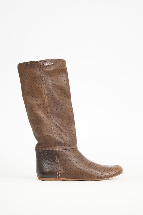 Prada Perforated Leather Boot