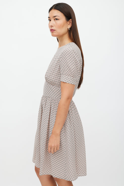 Prada Pink & Green Silk Geometric Dress
