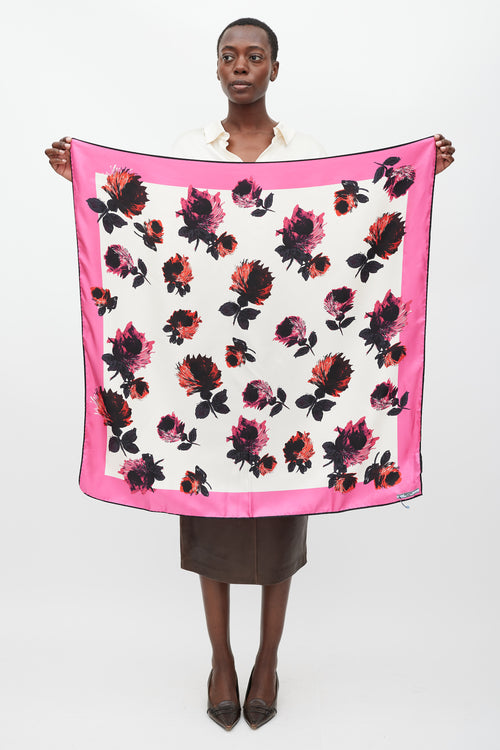 Prada Pink & Multicolour Floral Scarf