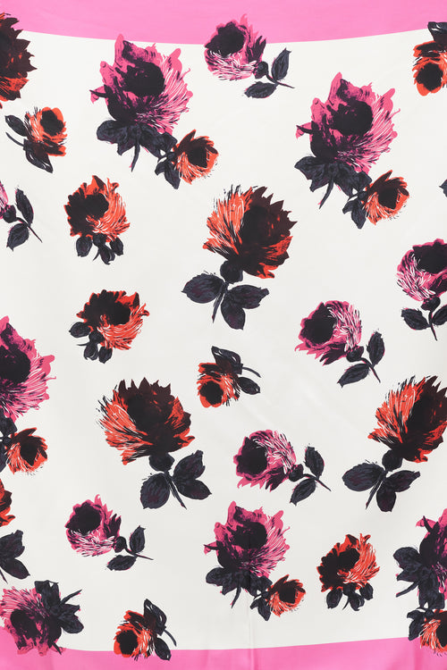Prada Pink & Multicolour Floral Scarf