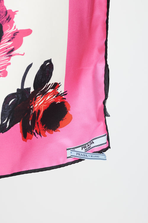 Prada Pink & Multicolour Floral Scarf