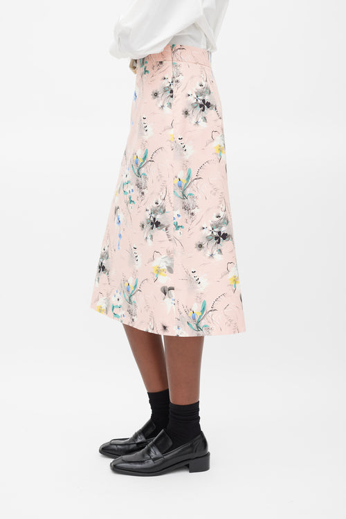 Prada Pink & Multicolour Floral Skirt