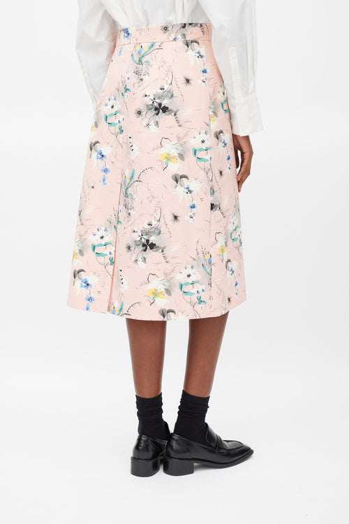 Prada Pink & Multicolour Floral Skirt