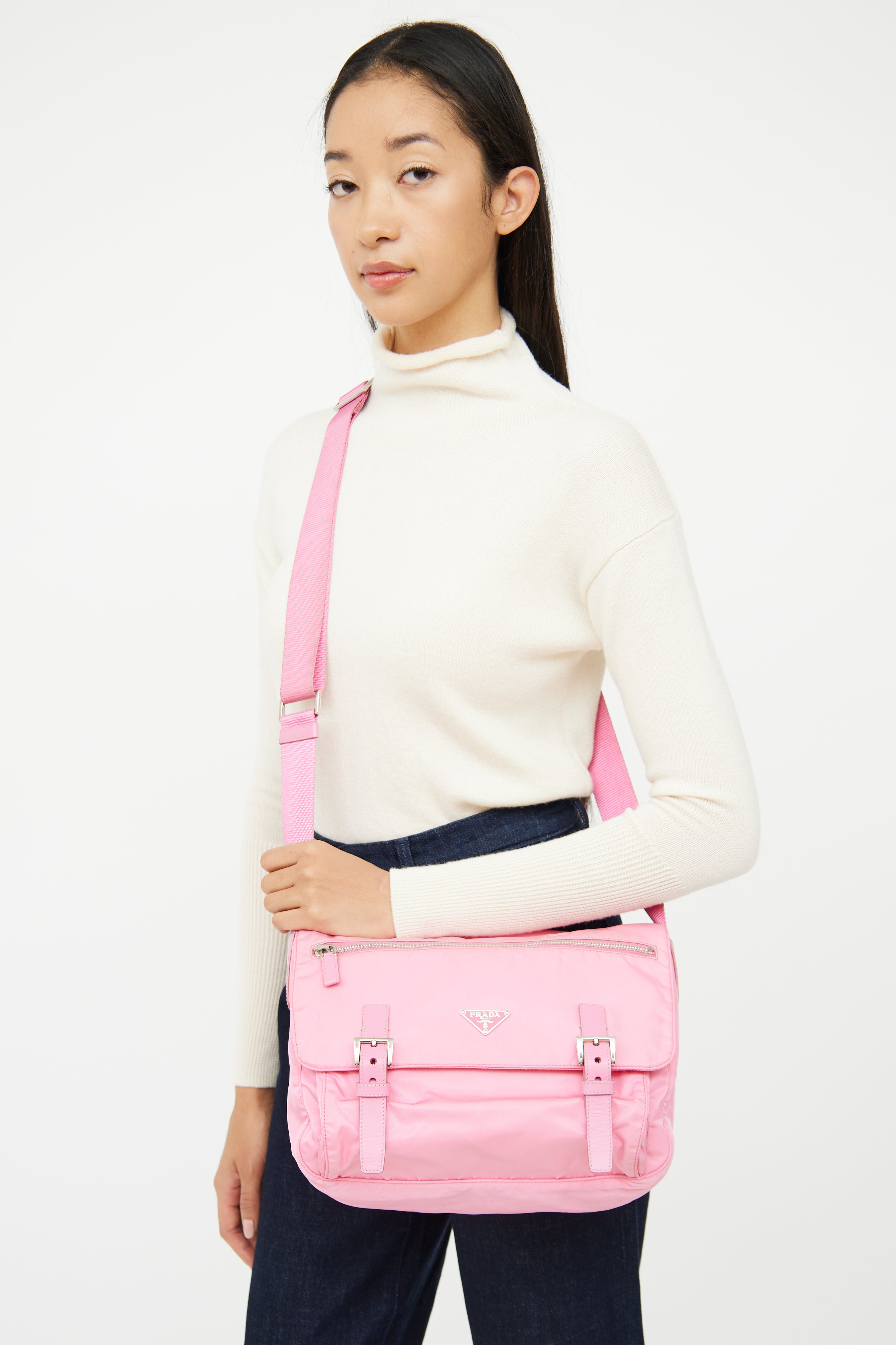 Prada Pink Nylon Messenger Bag
