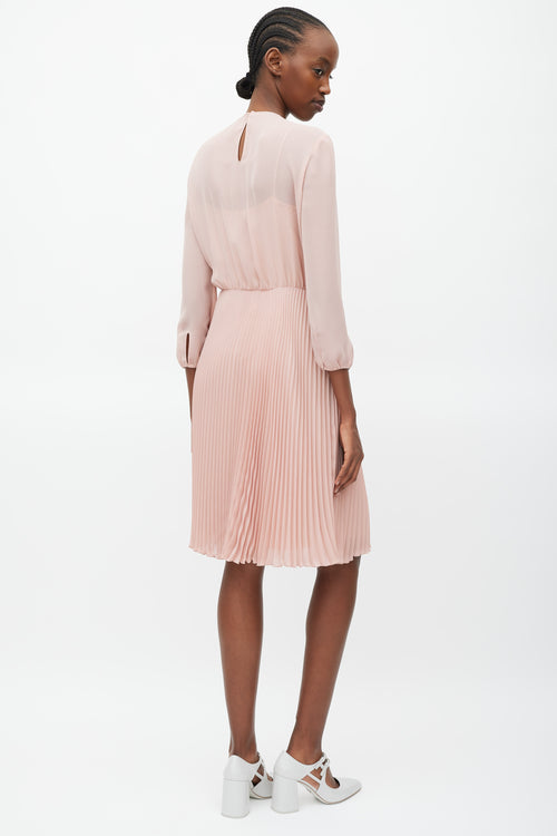 Prada Pink & Yellow Pleated Beaded Dress