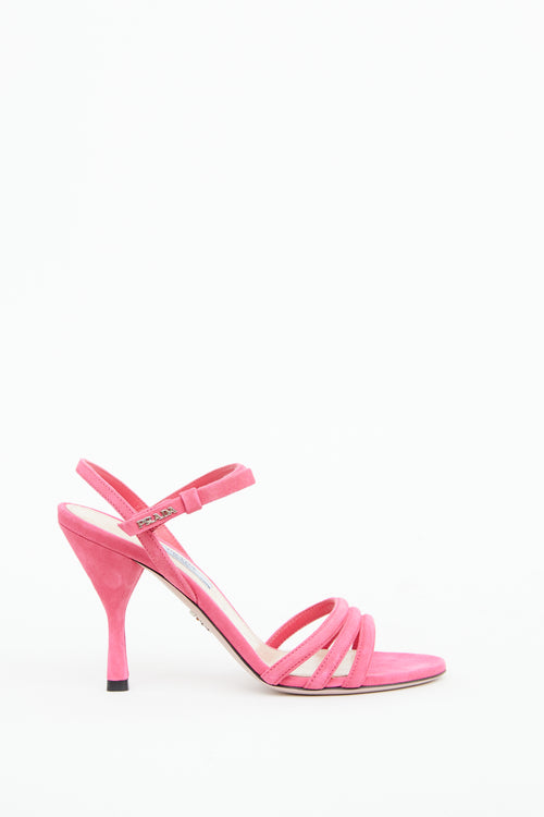 Prada Pink Suede Strappy Bow Pump
