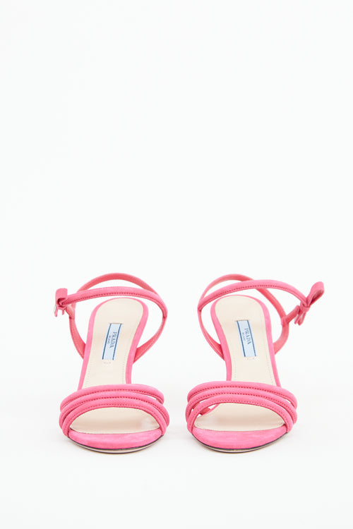 Prada Pink Suede Strappy Bow Pump